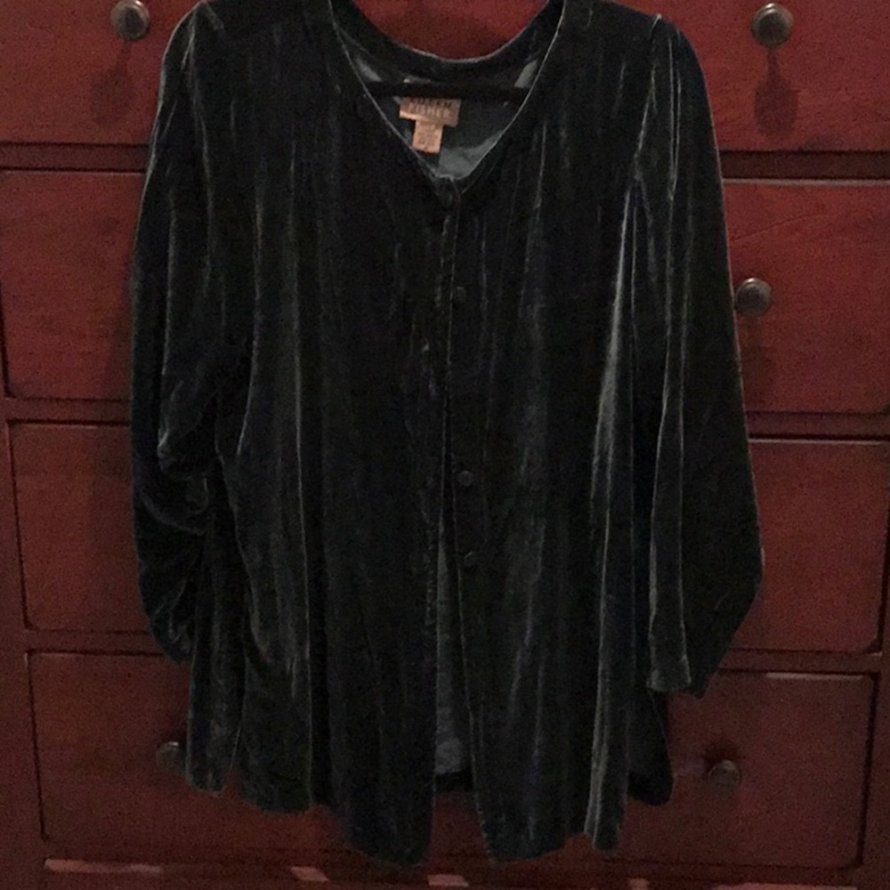 Eileen Fisher Forest green velvet long  tunic